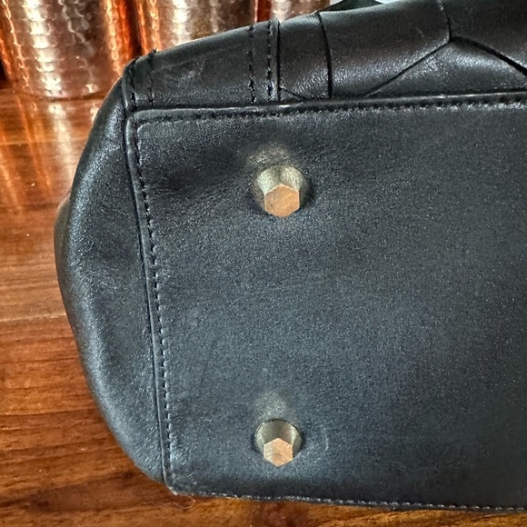 Welden Black Geometric Pattern Leather Tote - Picture 7 of 14